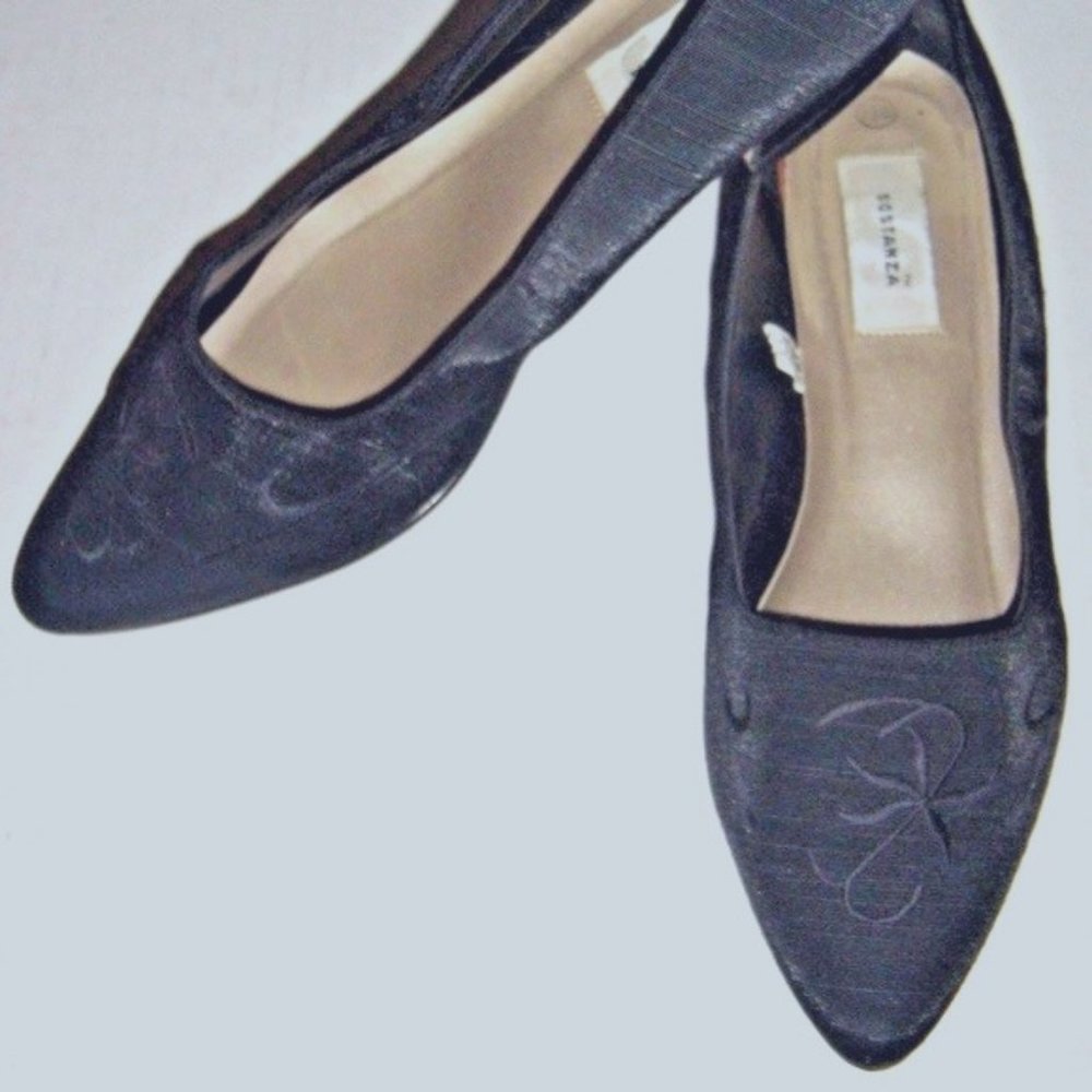 Vintage Rare Slip-On Satiny Fabric Flats Comfy Dressy Shoes